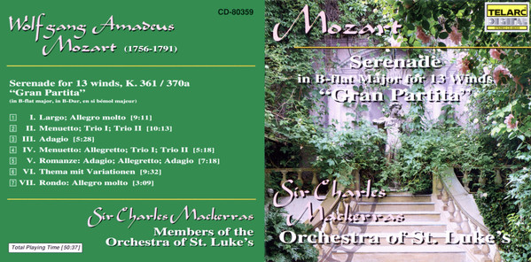 ladda ner album Wolfgang Amadeus Mozart, Sir Charles Mackerras, Orchestra Of St Luke's - Serenade in B flat Major for 13 Winds Gran Partita