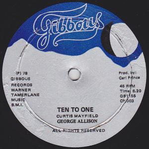 George Allison – Ten To One / Hard Times (1978, Vinyl) - Discogs