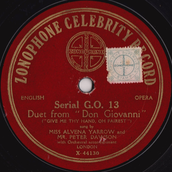 ladda ner album Miss Alvena Yarrow And Mr Peter Dawson Ernest Pike And Peter Dawson - Duet From Don Giovanni Duet From La Bohême