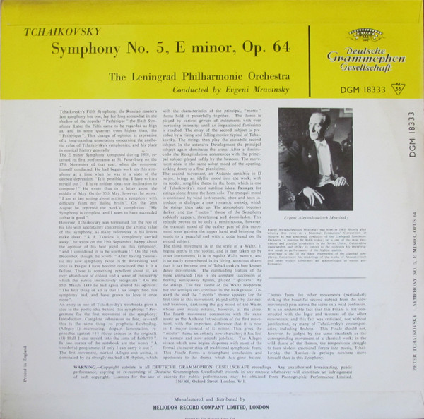 lataa albumi Tchaikovsky The Leningrad Philharmonic Orchestra, Evgeny Mravinsky - Symphony No 5 E Minor Op 64