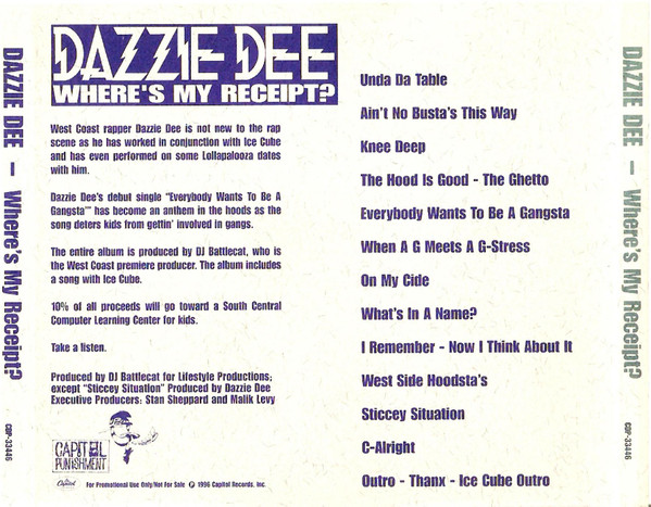 Dazzie Dee - Where´s My Receipt? プロモ盤-