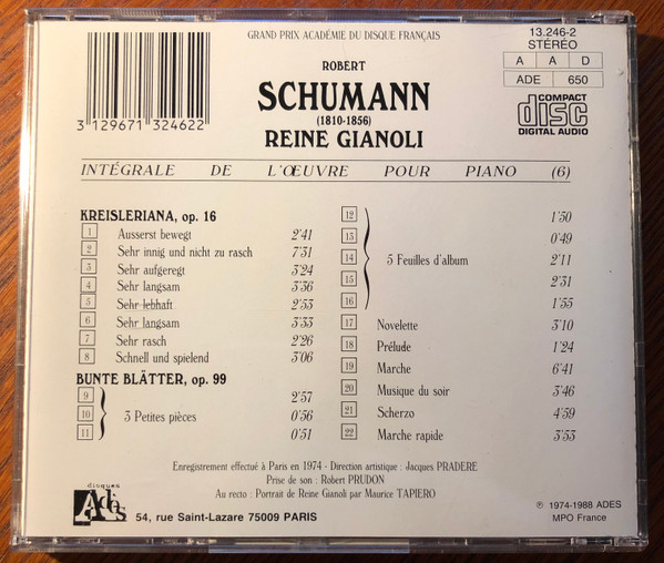 descargar álbum Schumann, Reine Gianoli - Kreisleriana Bunte Blätter Intégrale Piano 6