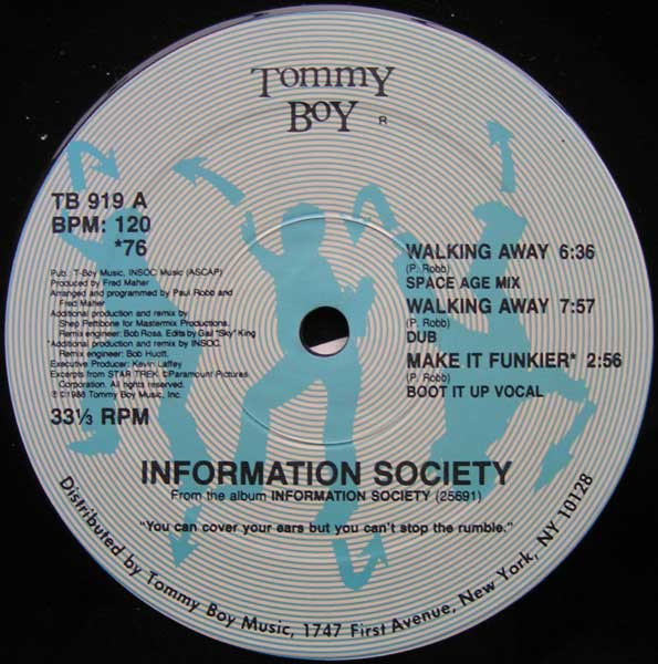 Information Society - Walking Away | Tommy Boy (TB 919) - 3