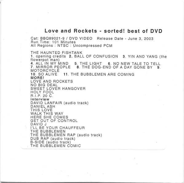 Love And Rockets – Sorted! The Best Of Love And Rockets (2003, DVD