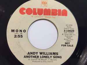 ANDY WILLIAMS ANOTHER LONELY SONG COLUMBIA プロモ VINYL 45 49-144