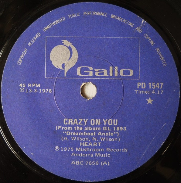 Heart – Crazy On You / Love Me Like Music (I'll Be Your Song) (1978 ...