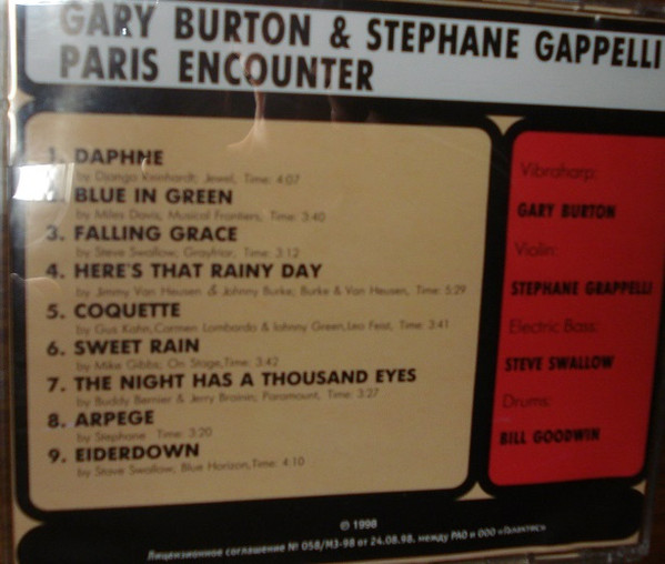 Album herunterladen Gary Burton & Stephane Grappelli - Paris Encounter