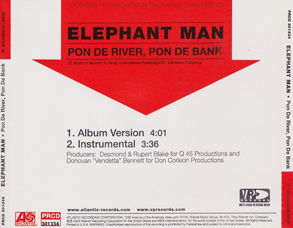 Elephant Man – Pon De River, Pon De Bank (2003, CD) - Discogs