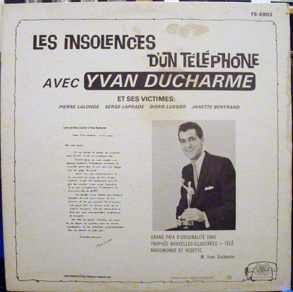 last ned album Yvan Ducharme - Les Insolences Dun Téléphone Vol 1