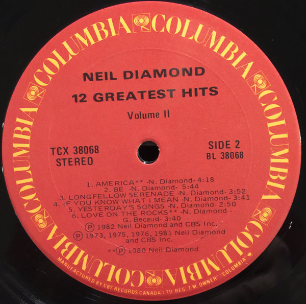 Neil Diamond - 12 Greatest Hits, Volume II | Columbia (TCX 38068) - 4