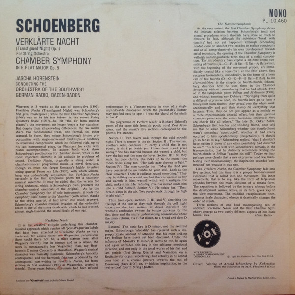 ladda ner album Schoenberg - Verklärte Nacht Op4 Chamber Symphony Op9