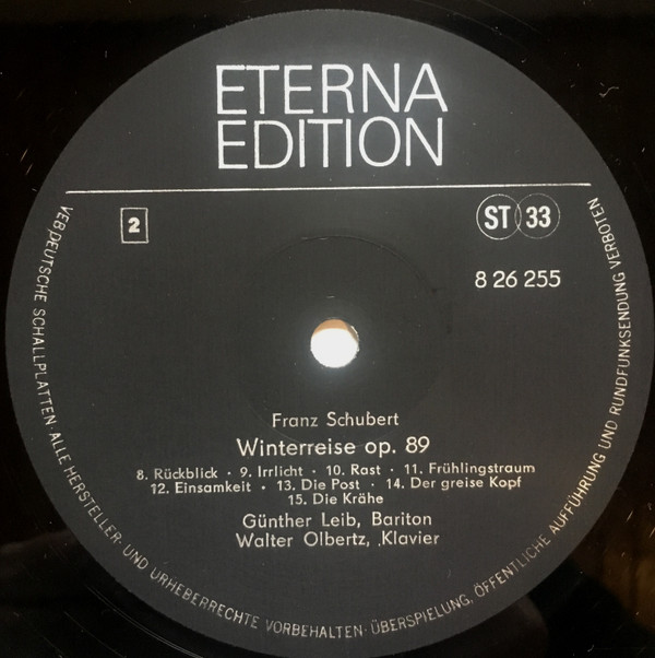 descargar álbum Franz Schubert, Günther Leib, Walter Olbertz - Die Winterreise Op 89 Lieder Nach Ernst Schulze