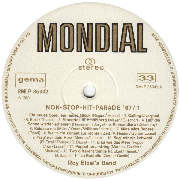 lataa albumi Roy Etzel's Band - Non Stop Hit Parade 67