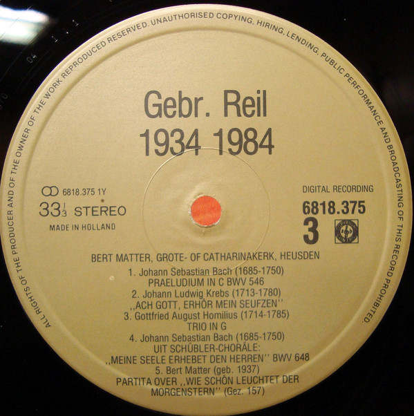 baixar álbum Various - Goud Jubileumuitgave Gebr Reil Golden Jubilee Edition Reil Brothers Dutch Organ Builders 1934 1984
