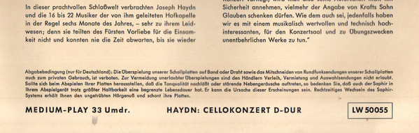 lataa albumi Joseph Haydn Pierre Fournier Stuttgarter Kammerorchester Dirigent Karl Münchinger - Cellokonzert