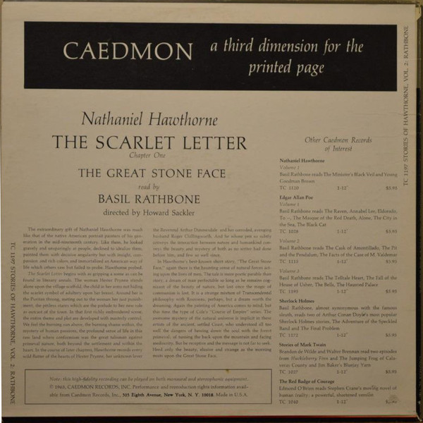 Album herunterladen Nathaniel Hawthorne , Read By Basil Rathbone - Nathaniel Hawthorne Volume 2 The Scarlet Letter The Great Stone Face