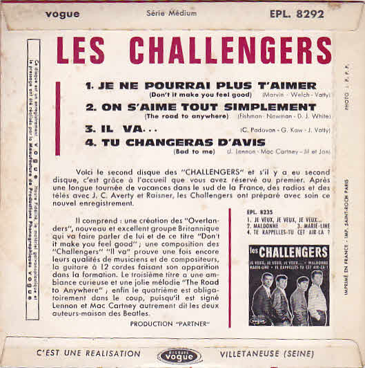 ladda ner album Les Challengers - Je Ne Pourrai Plus Taimer