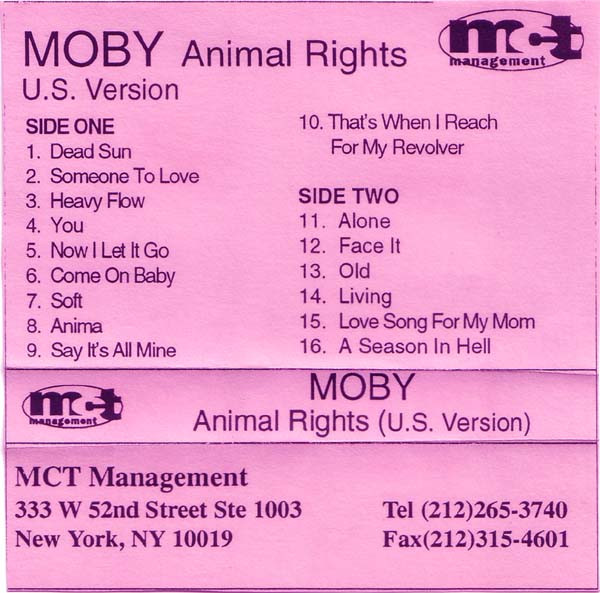 Moby – Animal Rights (. Version) (1997, Cassette) - Discogs