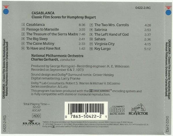 lataa albumi Various, Charles Gerhardt, National Philharmonic Orchestra - Casablanca Classic Film Scores For Humphrey Bogart