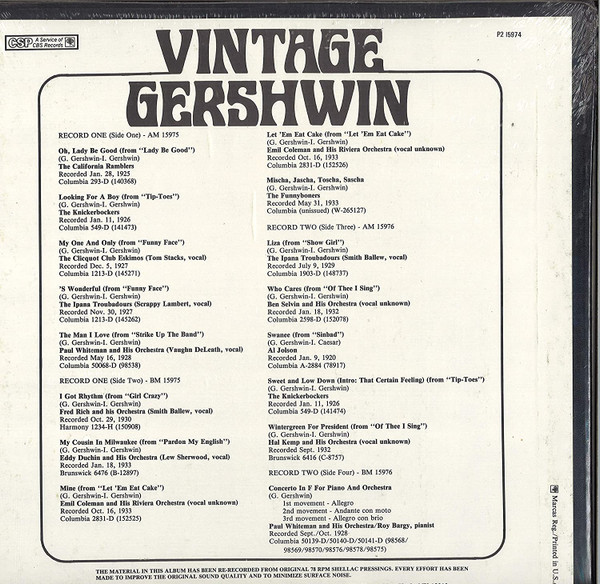 Album herunterladen George Gershwin - Vintage Gershwin