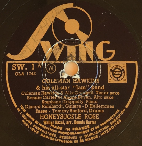 Coleman Hawkins u0026 His All-Star Jam Band – Honeysuckle Rose / Crazy Rhythm  (Shellac) - Discogs