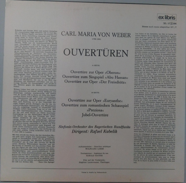 ladda ner album Rafael Kubelik, SinfonieOrchester Des Bayrischen Rundfunks, Carl Maria von Weber - Carl Maria von Weber Ouvertüren