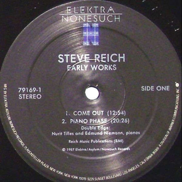 Steve Reich – Early Works (1987, Vinyl) - Discogs