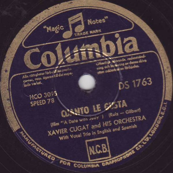 Xavier Cugat And His Orchestra – Cuanto Le Gusta / Take It Away (Tomalu Tu)  (1948, Shellac) - Discogs