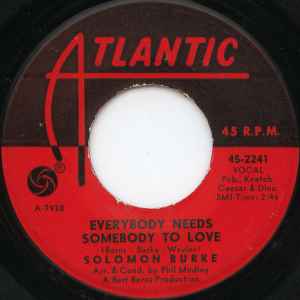 Solomon Burke - Everybody Needs Somebody To Love / Looking For My Baby album cover