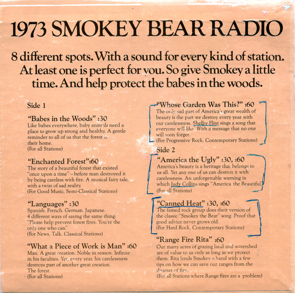 last ned album Various - 1973 Smokey Bear RadioCooperative Forest Fire Prevention Campaign 1973