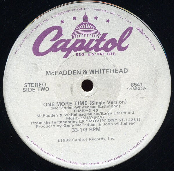 McFadden & Whitehead - One More Time | Capitol Records (8541) - 2