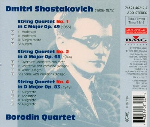 baixar álbum Dmitri Shostakovich Borodin Quartet - String Quartets Nos 1 2 4