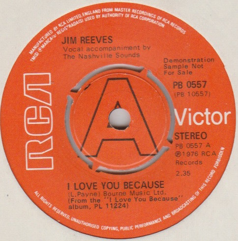 Jim Reeves – I Love You Because (1976, Vinyl) - Discogs