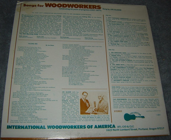 last ned album Joe Glazer - Sings Songs For Woodworkers