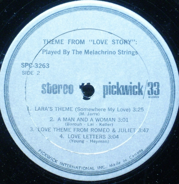 The Melachrino Strings - Theme From "Love Story" Played By The Melachrino Strings | Pickwick (SPC 3263) - 4