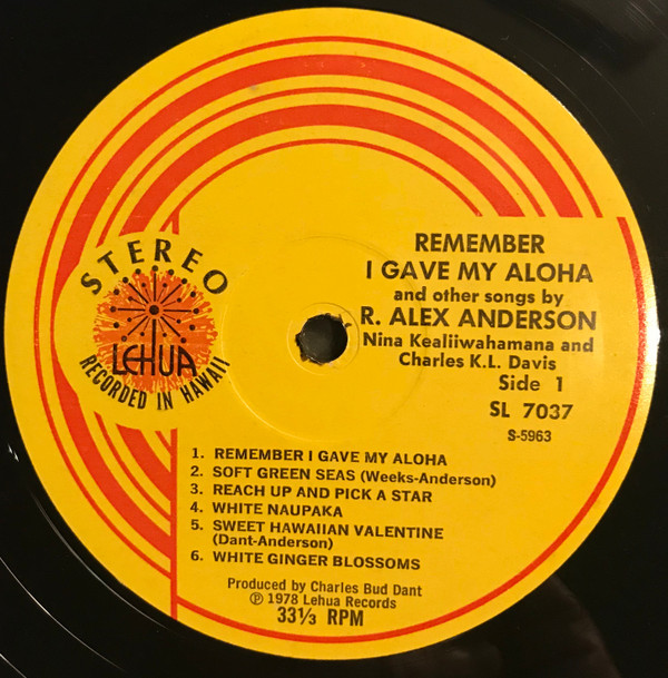 Album herunterladen Nina Kealiiwahamana & Charles KL Davis - Remember I Gave My Aloha And Other Songs By R Alex Anderson