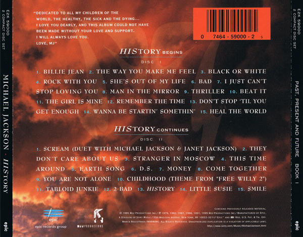 Michael Jackson – HIStory - Past, Present And Future - Book I (CD) - Discogs