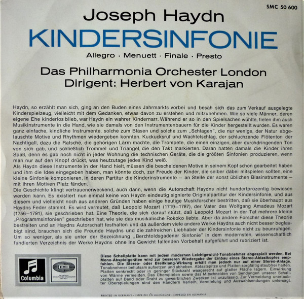 Album herunterladen Joseph Haydn Das Philharmonia Orchester London, Herbert von Karajan - Kindersinfonie