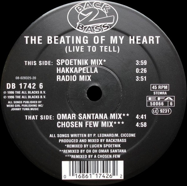 Back 2 Bass – The Beating Of My Heart (Live To Tell) (1996, Vinyl