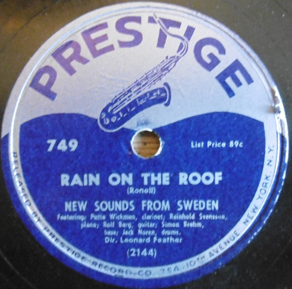 ◆ REINHOLD SVENSSON ◆ Rain On The Roof / Moonlight Saving Time ◆ Prestige 749 (78RPM SP) ◆