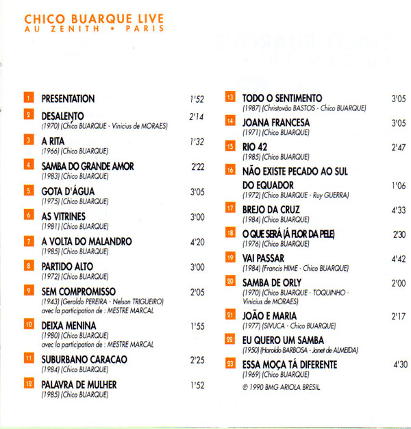 télécharger l'album Download Chico Buarque - Chico Buarque Live Au Zenith Paris album