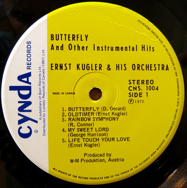 Ernst Kugler & His Orchestra - Butterfly & Other Instrumental Hits | Cynda Records (CNS 1004) - 3