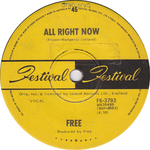 Free – All Right Now (1970, Vinyl) - Discogs