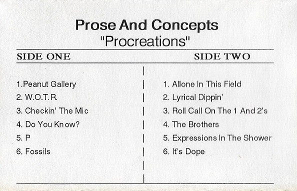 Prose And Concepts – Procreations (1994, Cassette) - Discogs