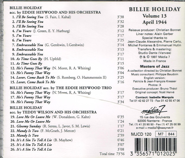 ladda ner album Billie Holiday - Volume 13 1944 Complete Edition