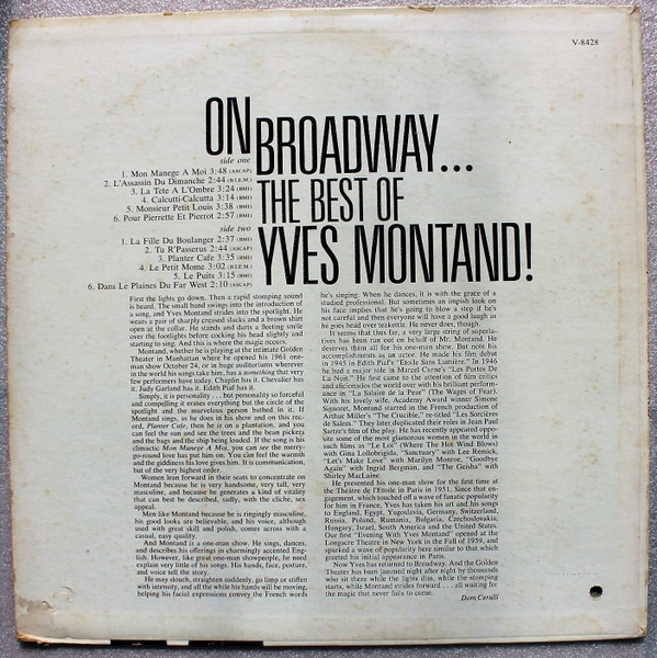 lataa albumi Yves Montand - On BroadwayThe Best Of Yves Montand