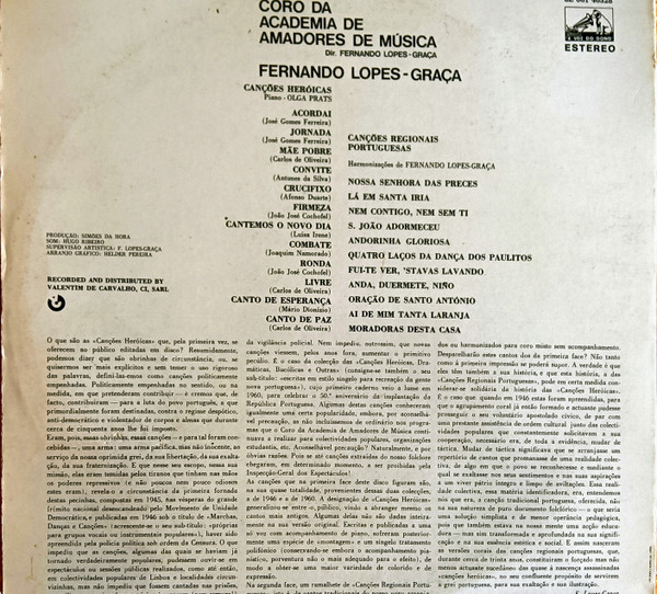 télécharger l'album Fernando LopesGraça, Coro Da Academia De Amadores De Música - Canções Heróicas Canções Regionais Portuguesas
