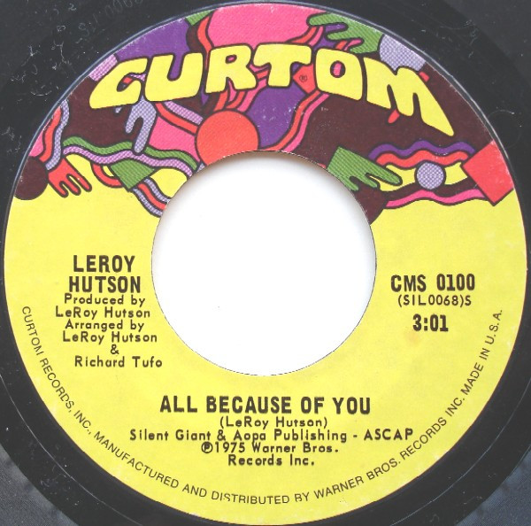 Leroy Hutson – All Because Of You / Lucky Fellow (1990, Vinyl 