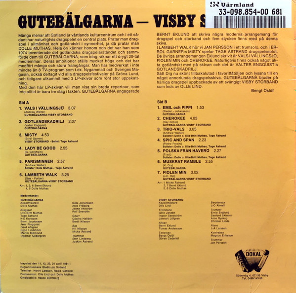 baixar álbum Gutebälgarna Visby Storband - Gutebälgarna Visby Storband
