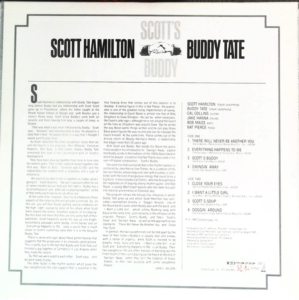 ladda ner album Scott Hamilton And Buddy Tate - Scotts Buddy